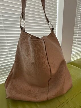 Furla Pebbled Leather Hobo in Dusty Rose